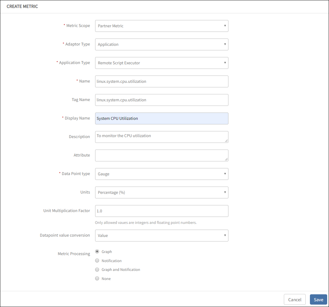 Remote Script Executor Create Metric