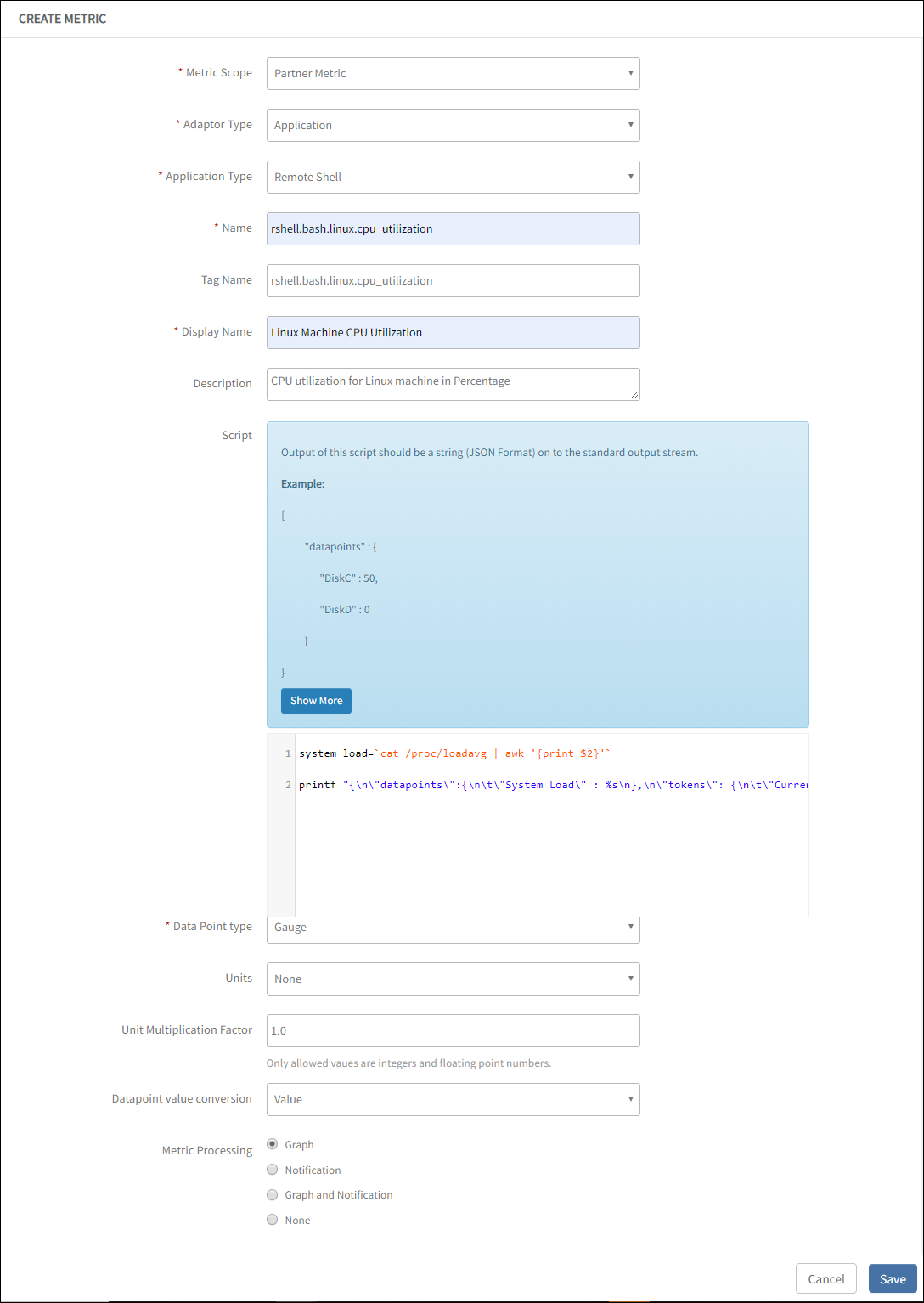 Secure Shell Monitor Create Metric