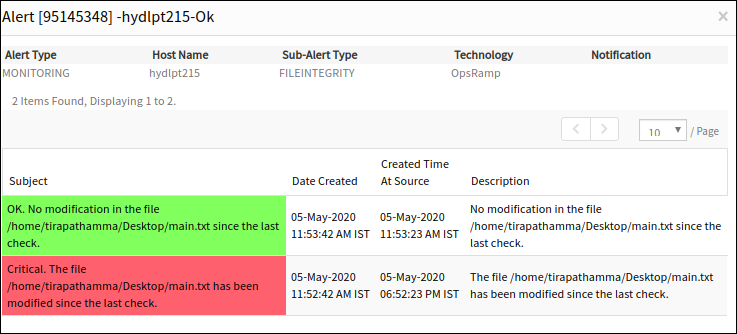 Linux File Integrity Check Alerts