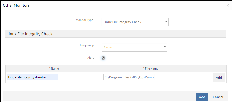 Add Linux File Integrity Check Monitor