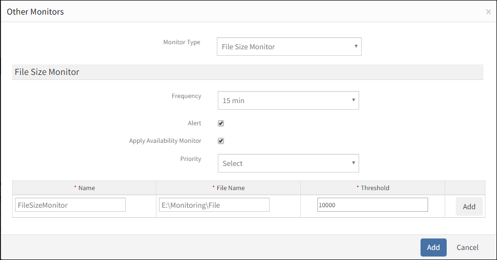 Add File Size Monitor