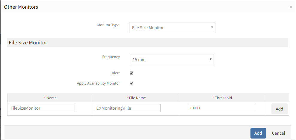 Add File Size Monitor