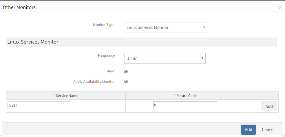 Add Linux Services Monitor