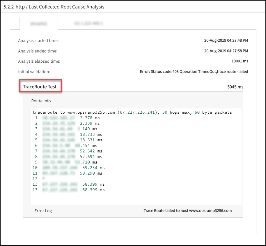 Traceroute Test