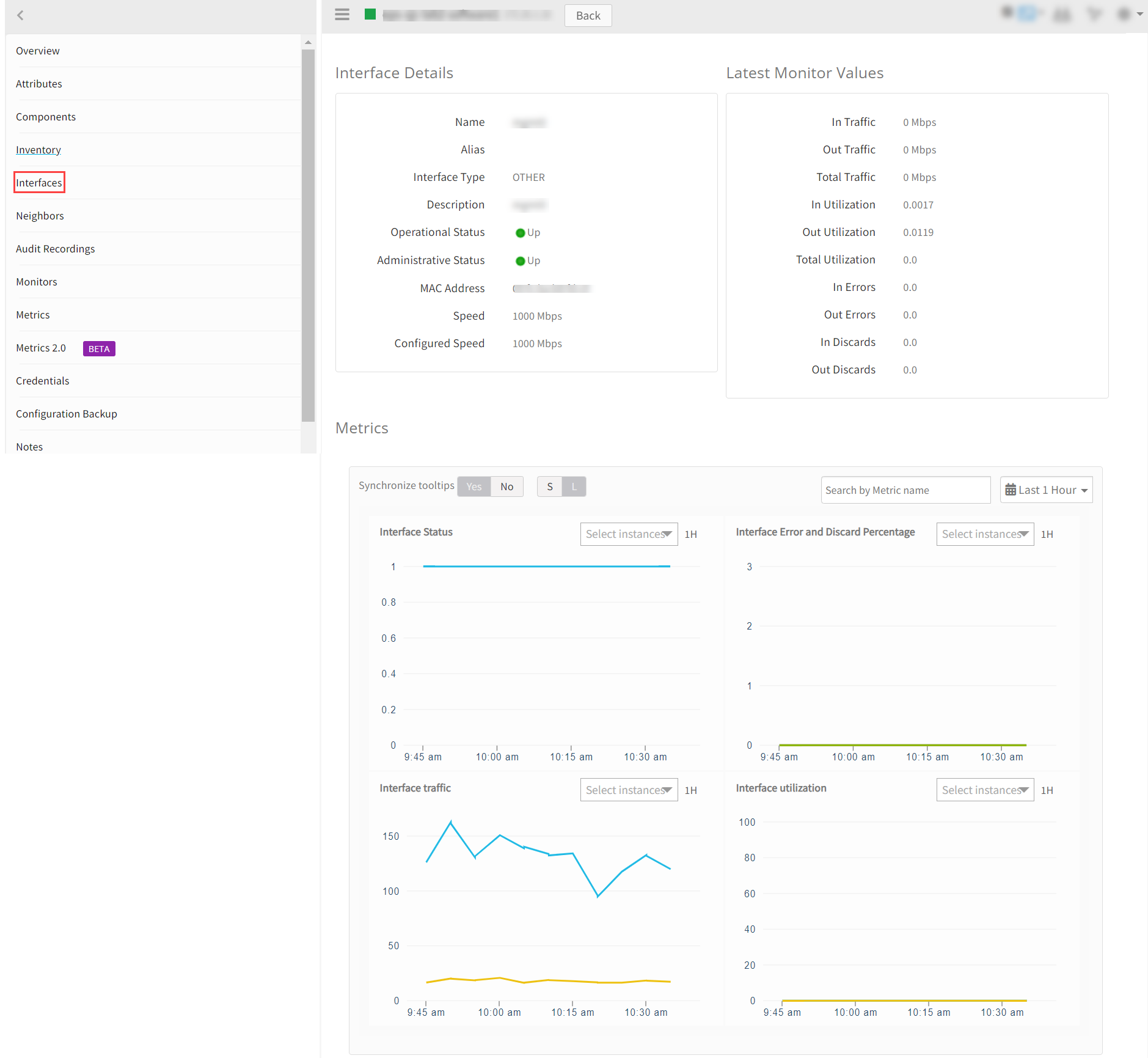 Resource Interface widgets and graphs