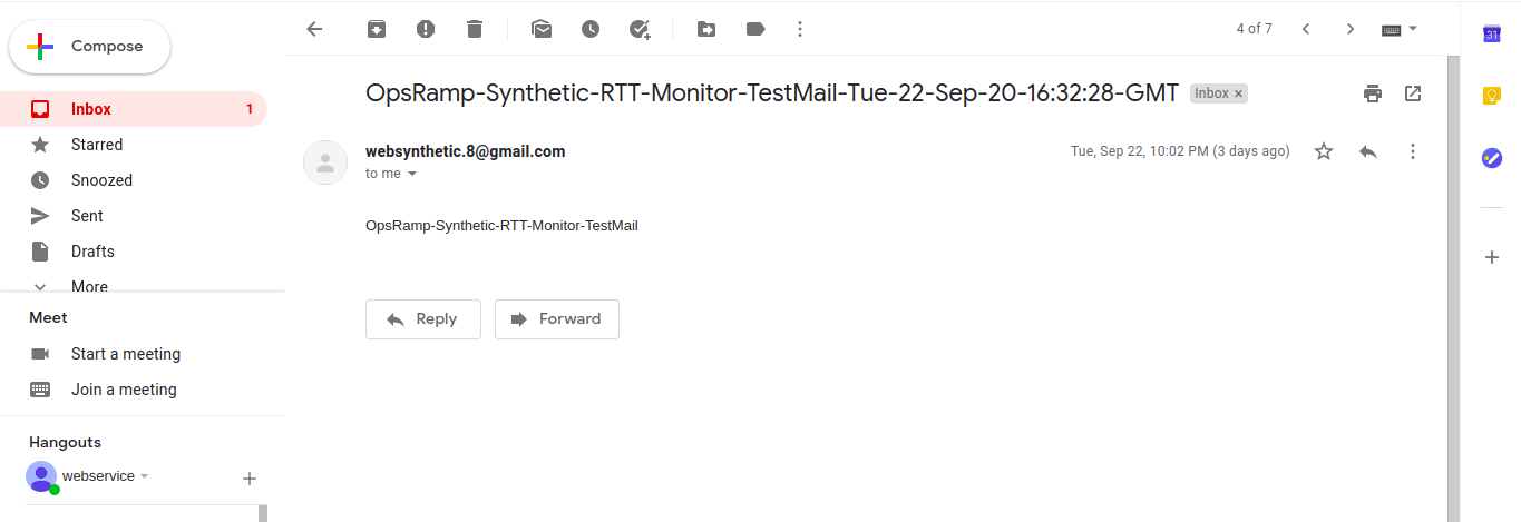 Test Email Sent from Sender Host to Receiver Host