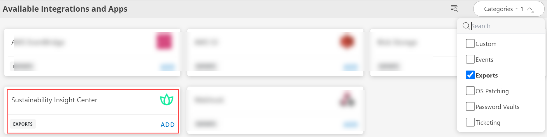 Available integrations - Sustainability Insight Center