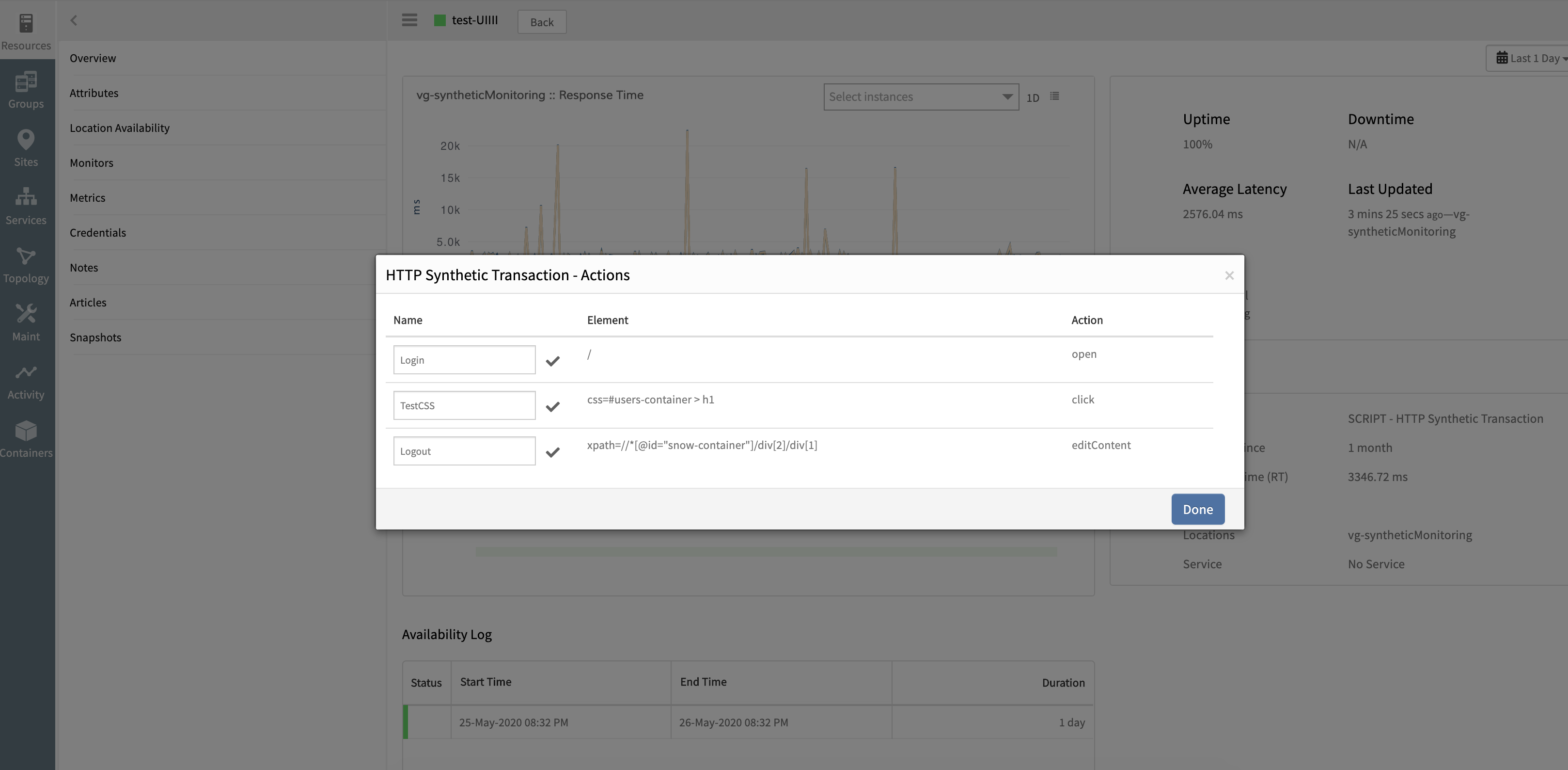 HTTP Synthetic Transaction - Actions